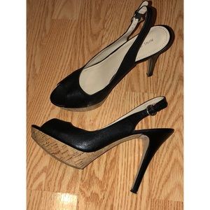 Nine West Black Platform Slingback Sandal Sz 10.5